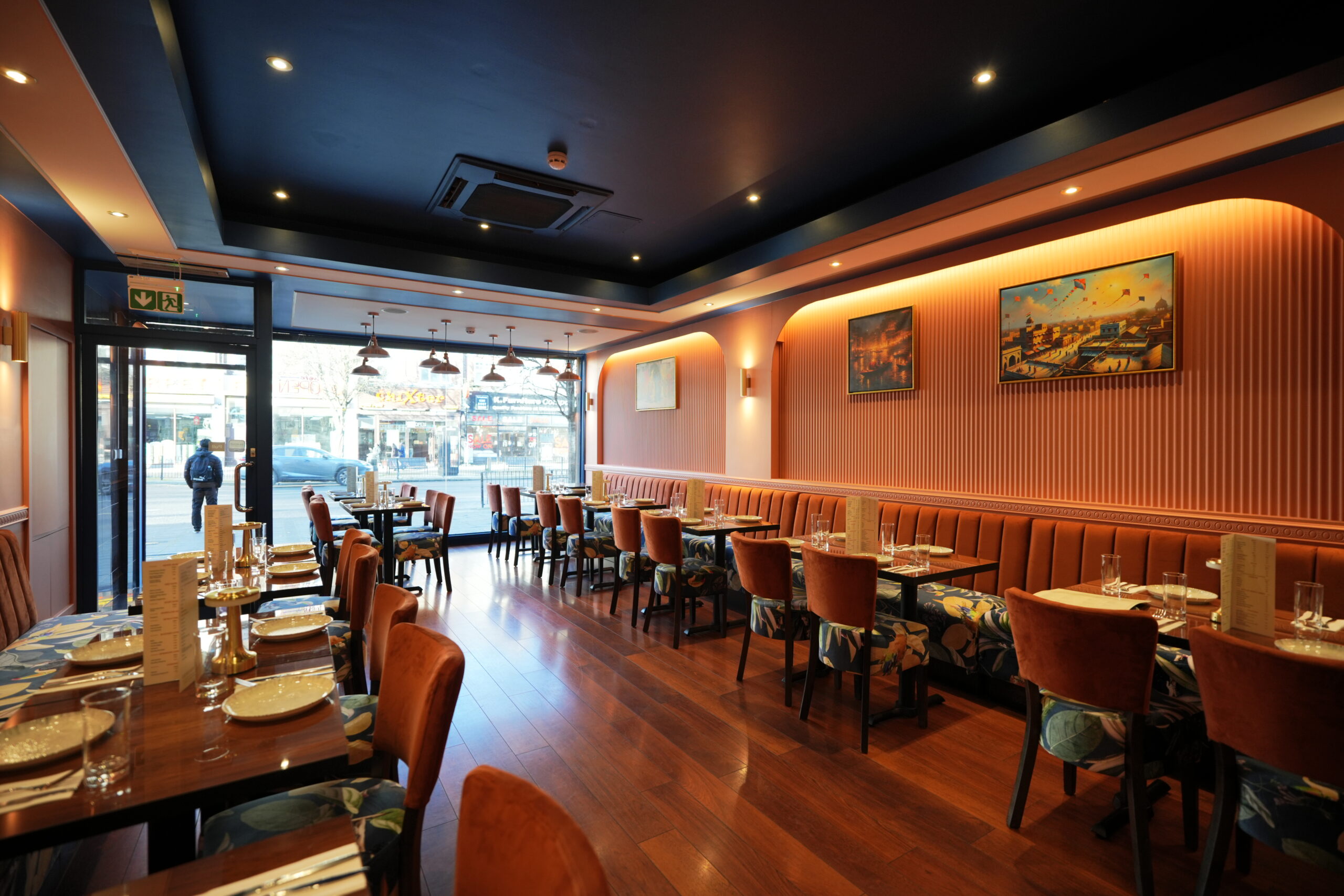 Utsav restaurant full dining room with bar